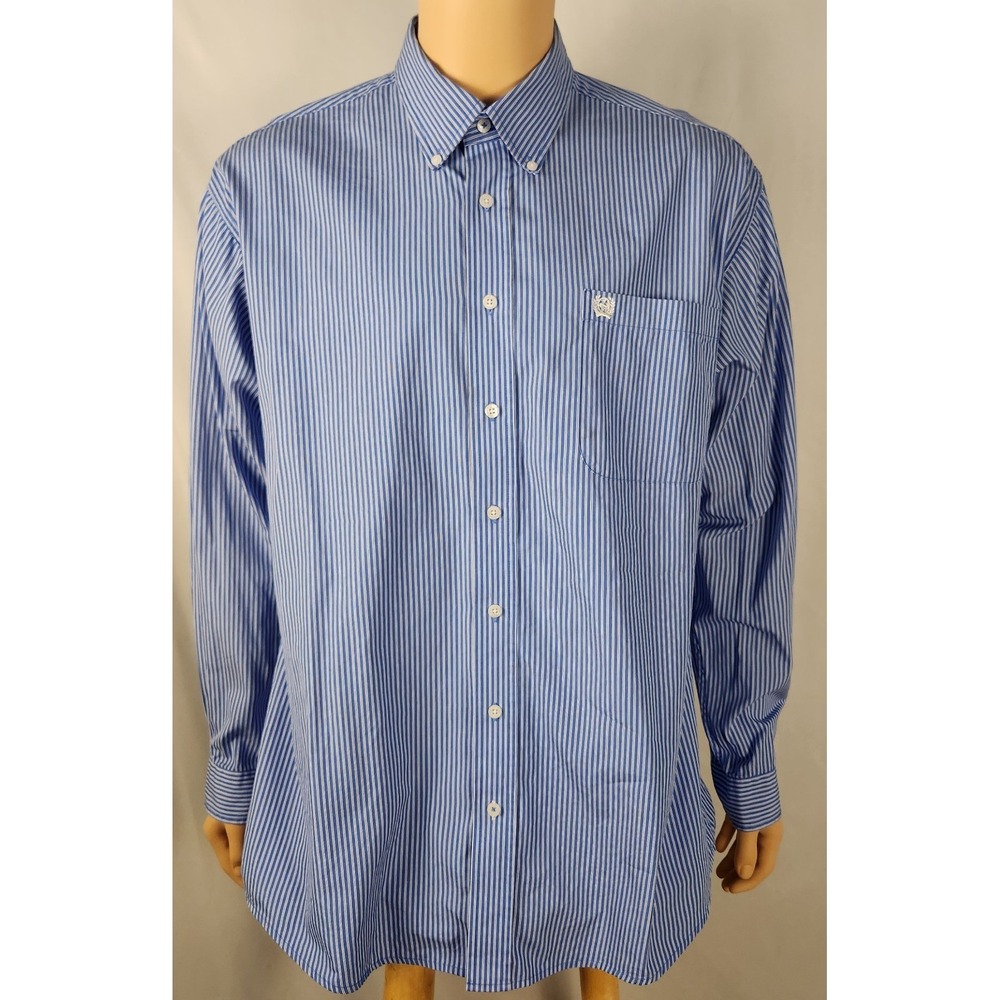 Men's Cinch Blue Pinstripe Heritage/Western/Minimalist/Preppy Button Up  L